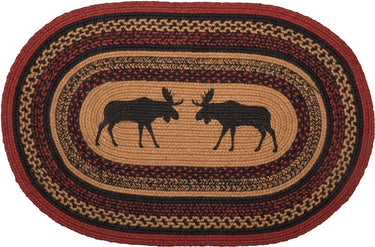 Cumberland Stenciled Moose Jute Braided Rug Oval 20